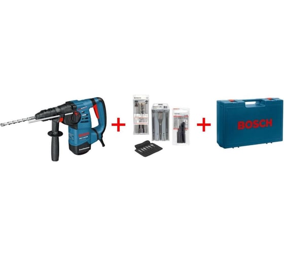 Перфоратор Bosch GBH 3-28 DFR Professional + набор оснастки, 800 Вт, 3,1 Дж, 4000 уд/мин детальное изображение - 1