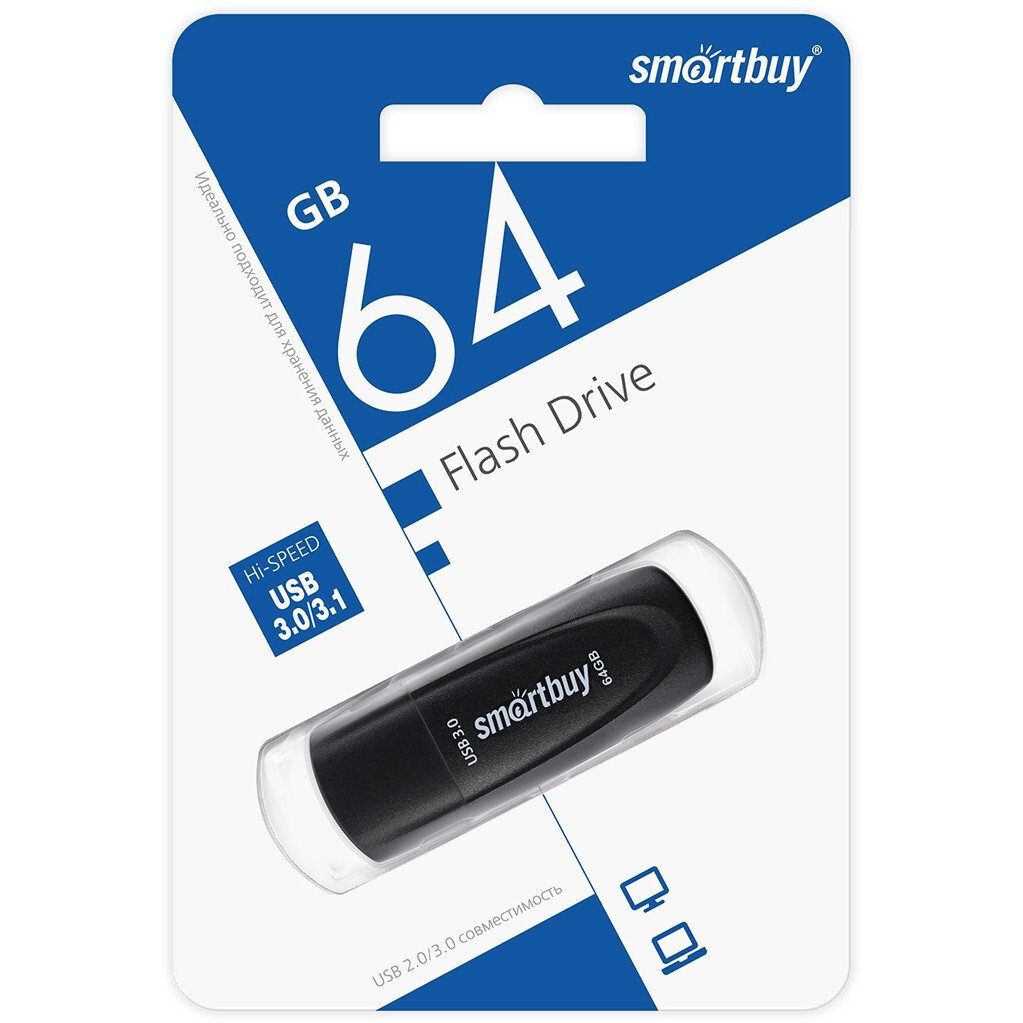 USB Flash накопитель SmartBuy Scout (SB064 ГБ3SCK) 64 ГБ, черный детальное изображение - 2