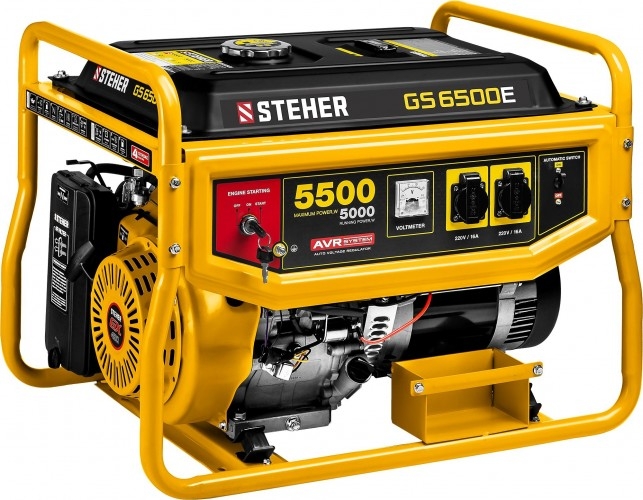 Генератор бензиновый STEHER GS-6500E, 5 кВт, Желтый детальное изображение - 1