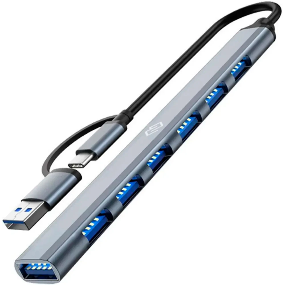 USB-концентратор Digma DHUB-7USB-AC-2.0, Серый детальное изображение - 1