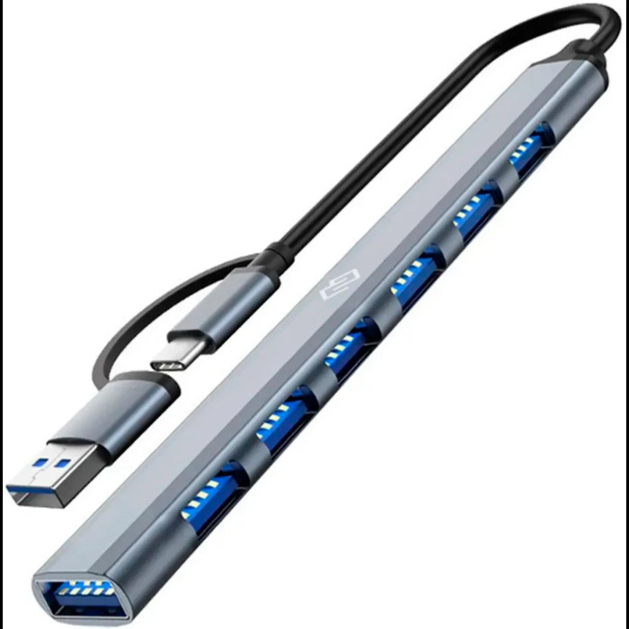 USB-концентратор Digma DHUB-7USB-AC-2.0, Серый №1