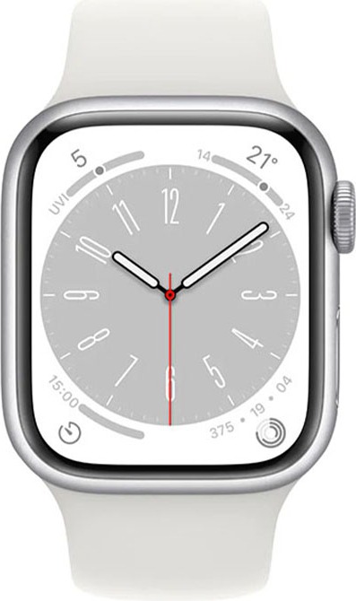 Умные часы Apple Watch Series 8 White Aluminum, White Sport Band 41 мм, Серебристый детальное изображение - 2