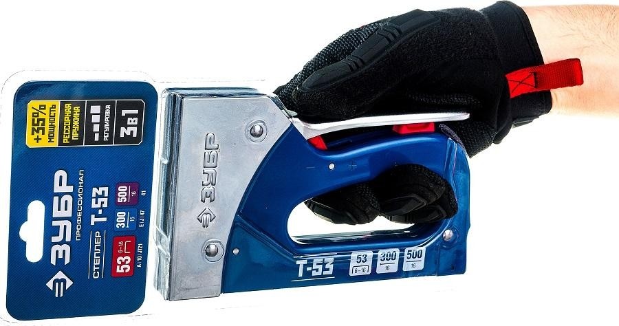 Скобозабиватель ручной ЗУБР ПРОФИ T-53 степлер для 3-в-1: тип 53 (6-16 мм) / 300 (16 мм) 31523_z01 детальное изображение - 5