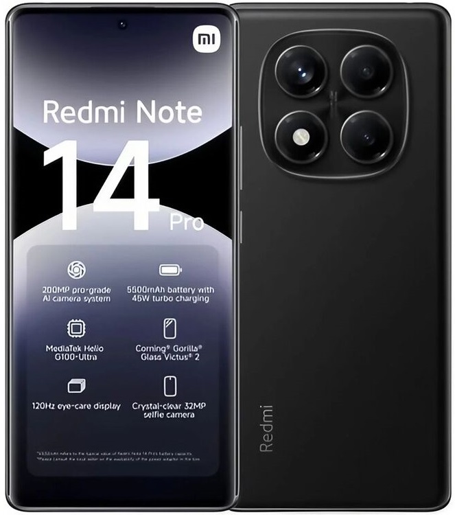 Смартфон Xiaomi Redmi Note 14 Pro 256 ГБ, Черный, Dual nano SIM детальное изображение - 1