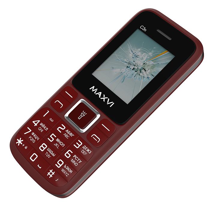 Мобильный телефон MAXVI C3n, 32 Мб, Винный красный, Dual mini-SIM детальное изображение - 6