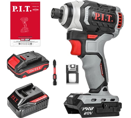 Винтоверт аккумуляторный бесщёточный P.I.T. IMPACT 20В, 170Нм, 3ск, HEX 1/4