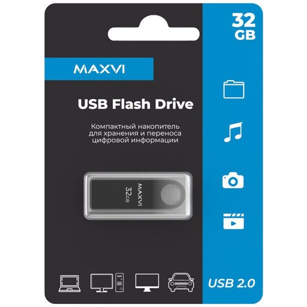 USB Flash накопитель MAXVI MK Dark 32 ГБ, черный детальное изображение - 3