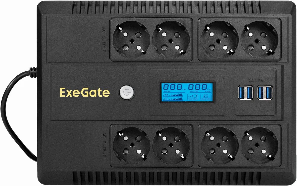 ИБП ExeGate NEO Smart LHB-650.LCD.AVR.8SH.CH.RJ.USB детальное изображение - 2