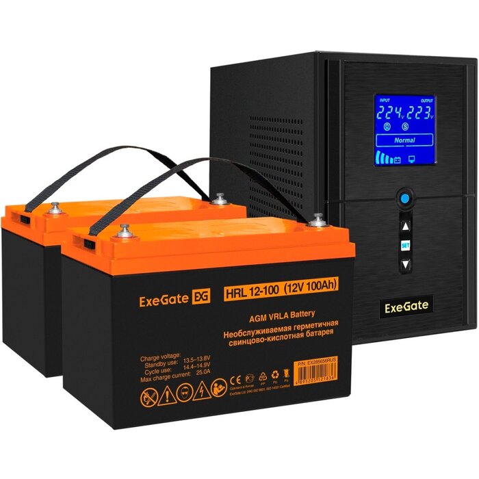 ИБП ExeGate SineTower SZ-1000.LCD.AVR.2SH.1C13.USB + 2x HR 12-65 (65Ач) №1