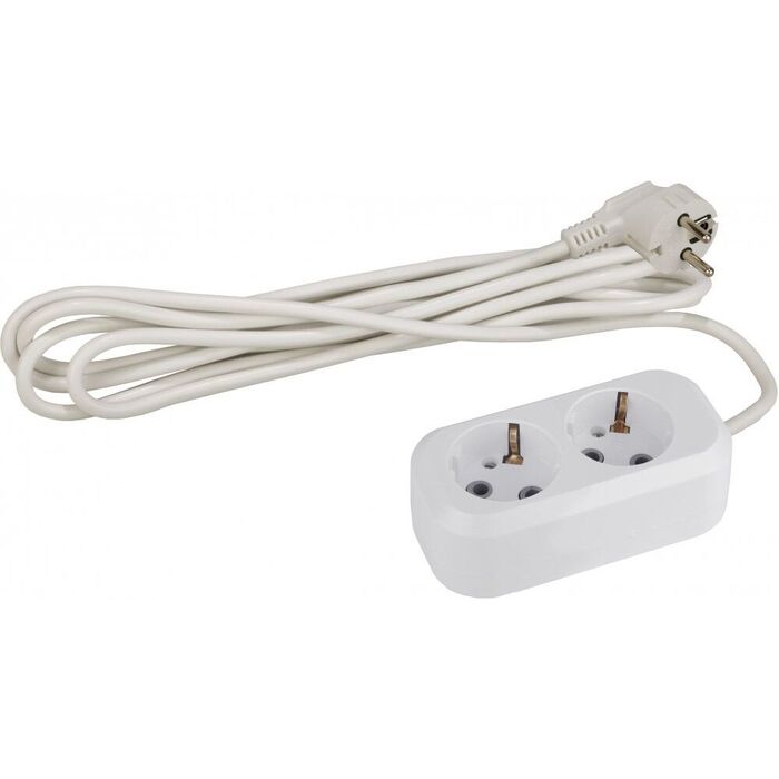 Сетевой удлинитель ЭРА UX-2e-1.5m, 1.5 м, Белый №1