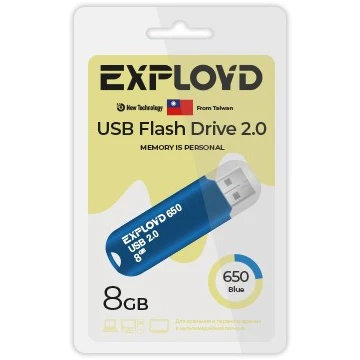 USB Flash накопитель Exployd 650 8 ГБ, синий детальное изображение - 1