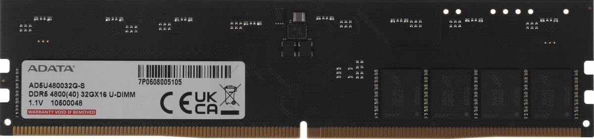 Оперативная память ADATA DDR5 4800MHz, AD5U480032G-S, 32 Гб детальное изображение - 1