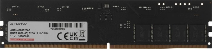 Оперативная память ADATA DDR5 4800MHz, AD5U480032G-S, 32 Гб №1
