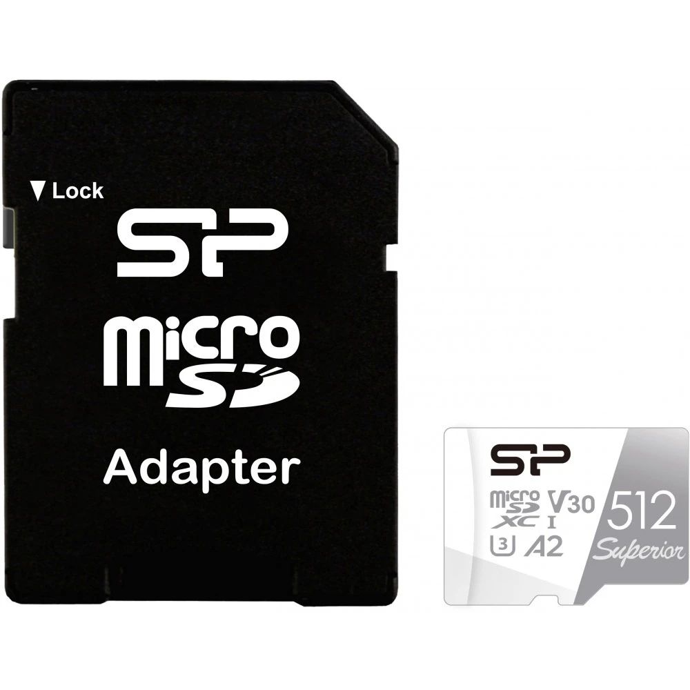Карта памяти Silicon Power Superior MicroSD + SD адаптер (SP512GBSTXDA2V20SP), 512 Гб детальное изображение - 1
