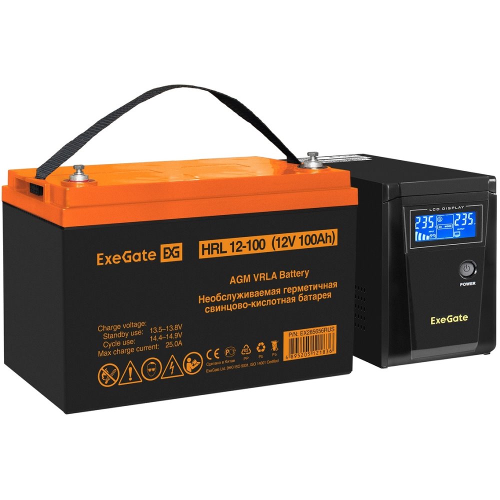 ИБП ExeGate SineTower SZ-600.LCD.AVR.1SH + HRL 12-100 (100Ач) детальное изображение - 1