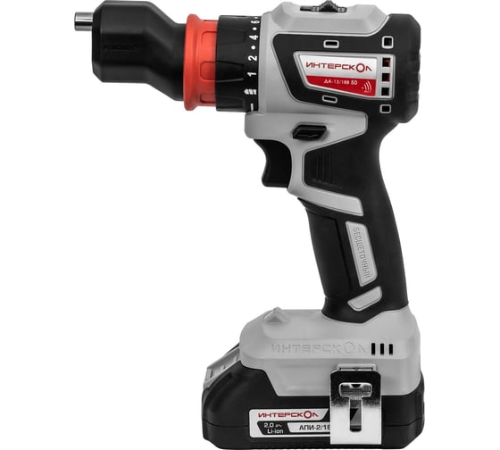 Бесщеточная аккумуляторная дрель-шуруповерт Интерскол ДА-13/18В 50 комби АПИ Li-ion, кейс, 2 аккум., 4 насадки 776.2.2.79, 18 В, 50 Нм, 2 А·ч детальное изображение - 3