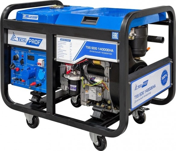 Генератор дизельный с воздушным охлаждением ТСС SDG 14000EHA 100039, открытый, 12 кВт, Синий детальное изображение - 1