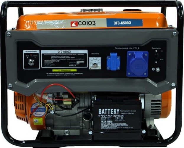 Генератор бензиновый СОЮЗ ЭГС-87650Э, 5 кВт, Синий детальное изображение - 1