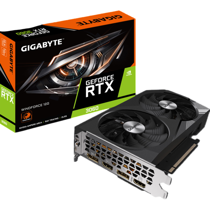 Видеокарта Gigabyte NVIDIA GeForce RTX 3060, GV-N3060WF2-12GD, 12 ГБ, Черный детальное изображение - 9