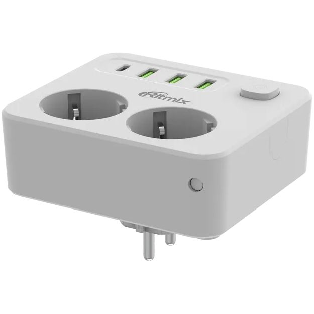 Сетевой фильтр Ritmix RM-023PD, 2 м, Белый детальное изображение - 2