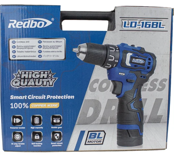 Аккумуляторная дрель-шуруповерт Redbo LD-16BL 19389, 20 В, 40 Нм, 2 А·ч  детальное изображение - 7