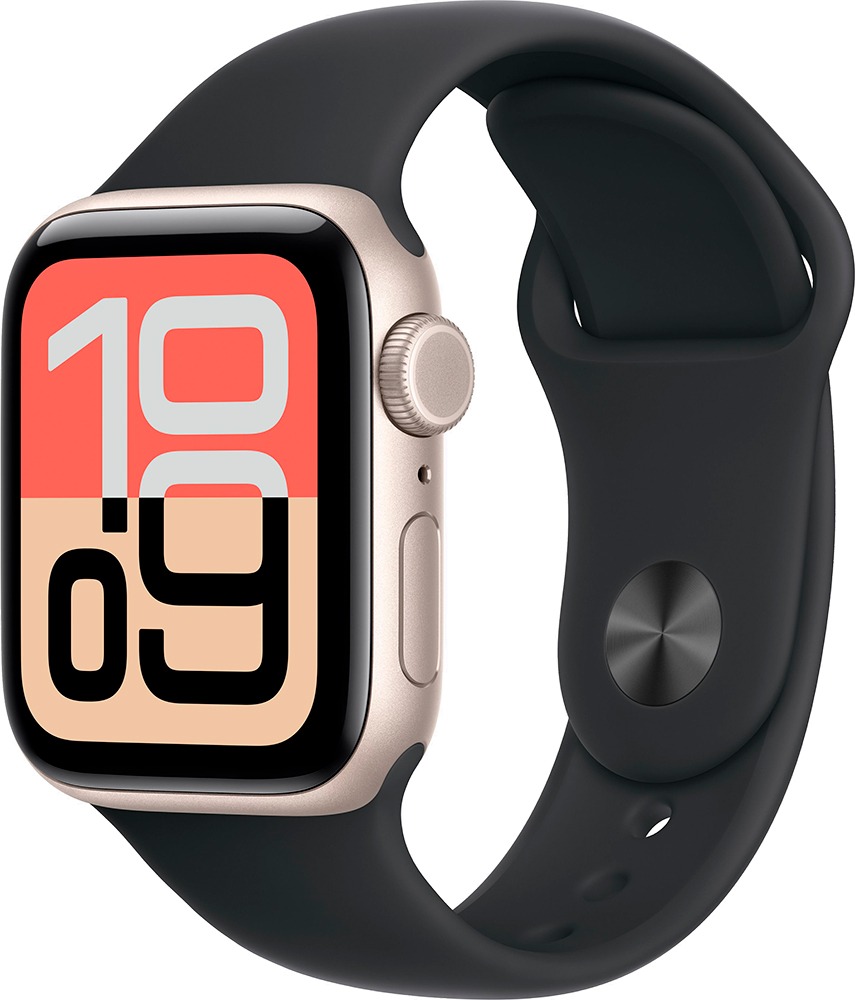Умные часы Apple Watch SE 3 40 мм, GPS, Starlight Aluminium Case with Black Sport Band, Сияющая звезда/Черный детальное изображение - 1