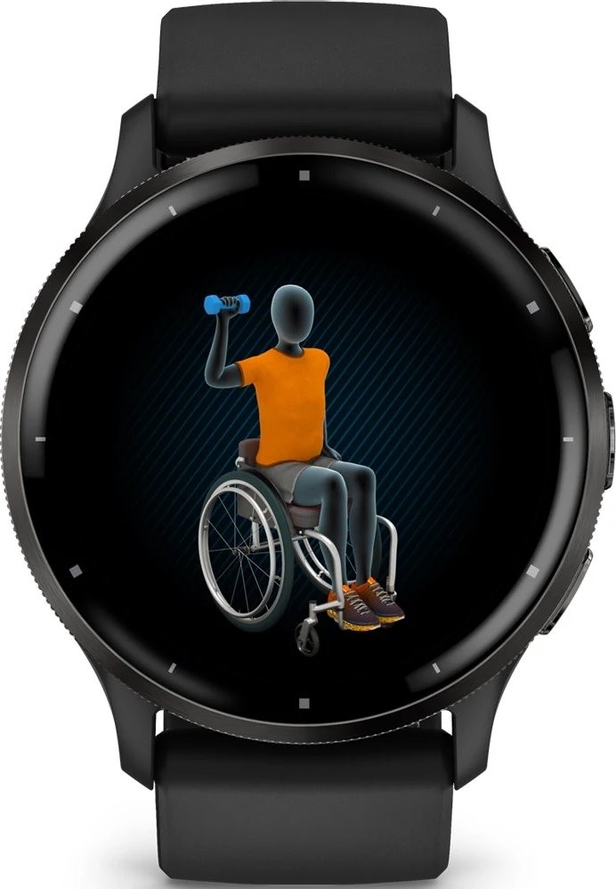 Смарт-часы Garmin Venu 3, Черные с серым безелем и кожаным ремешком детальное изображение - 2