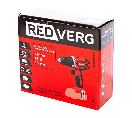 Аккумуляторная дрель-шуруповерт REDVERG RD-IS18C/U 6672865, 18 В, 45 Нм детальное изображение - 6