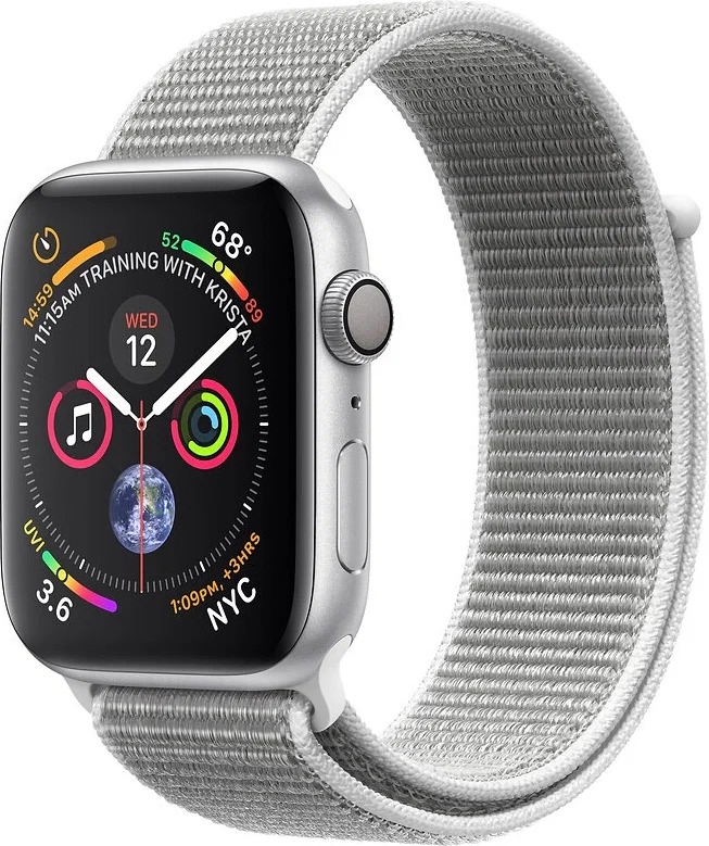 Умные часы Apple Watch Series 4 Aluminum, 44 мм, GPS, White Nylon Band, Серебристый детальное изображение - 1