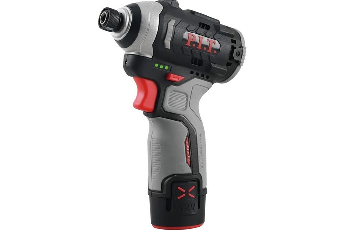 Винтоверт аккумуляторный бесщёточный P.I.T. IMPACT 12В, 120Нм, 3 скорости, HEX 1/4