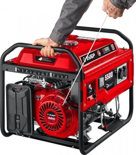 Генератор бензиновый ЗУБР СБ-5500Е, 5 кВт, Красный детальное изображение - 3