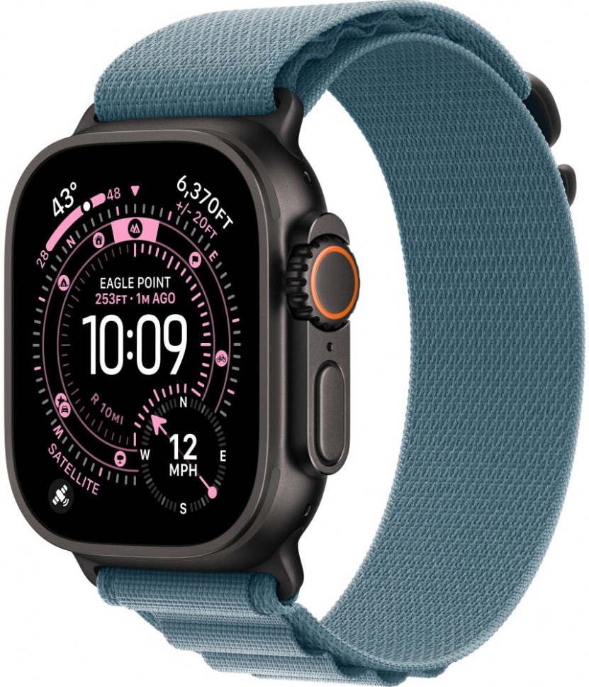 Умные часы Apple Watch Ultra 3 49 мм, Natural Titanium Case with Blue/Bright Blue Trail Loop, Синий/Светло-голубой детальное изображение - 2