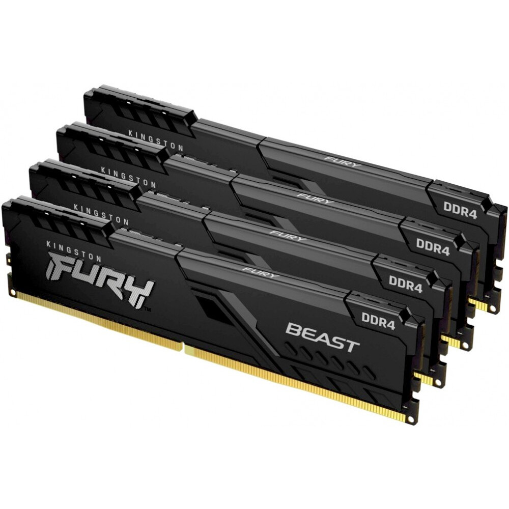 Оперативная память Kingston Fury Beast Black DDR4 3200MHz, KF432C16BB1K4/64, 4x16 Гб KIT, 64 Гб детальное изображение - 1