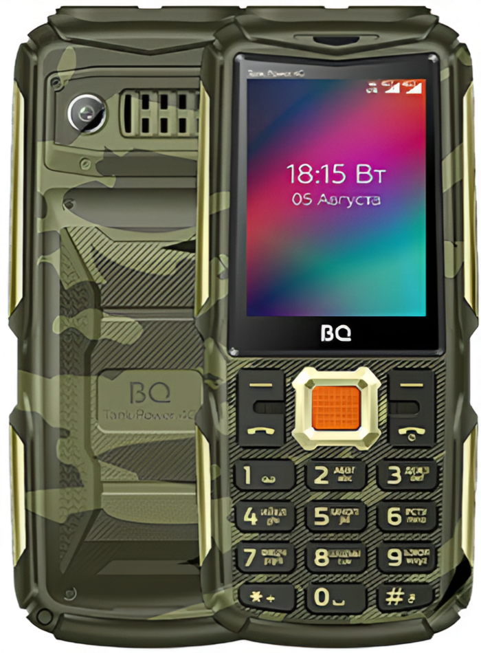 Мобильный телефон BQ 2410L Tank Power 4G, 256 Мб, Камуфляжный/Золотой, Dual mini-SIM №1