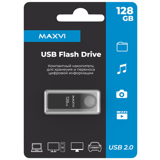 USB Flash накопитель MAXVI MK Dark 128 ГБ, черный детальное изображение - 3