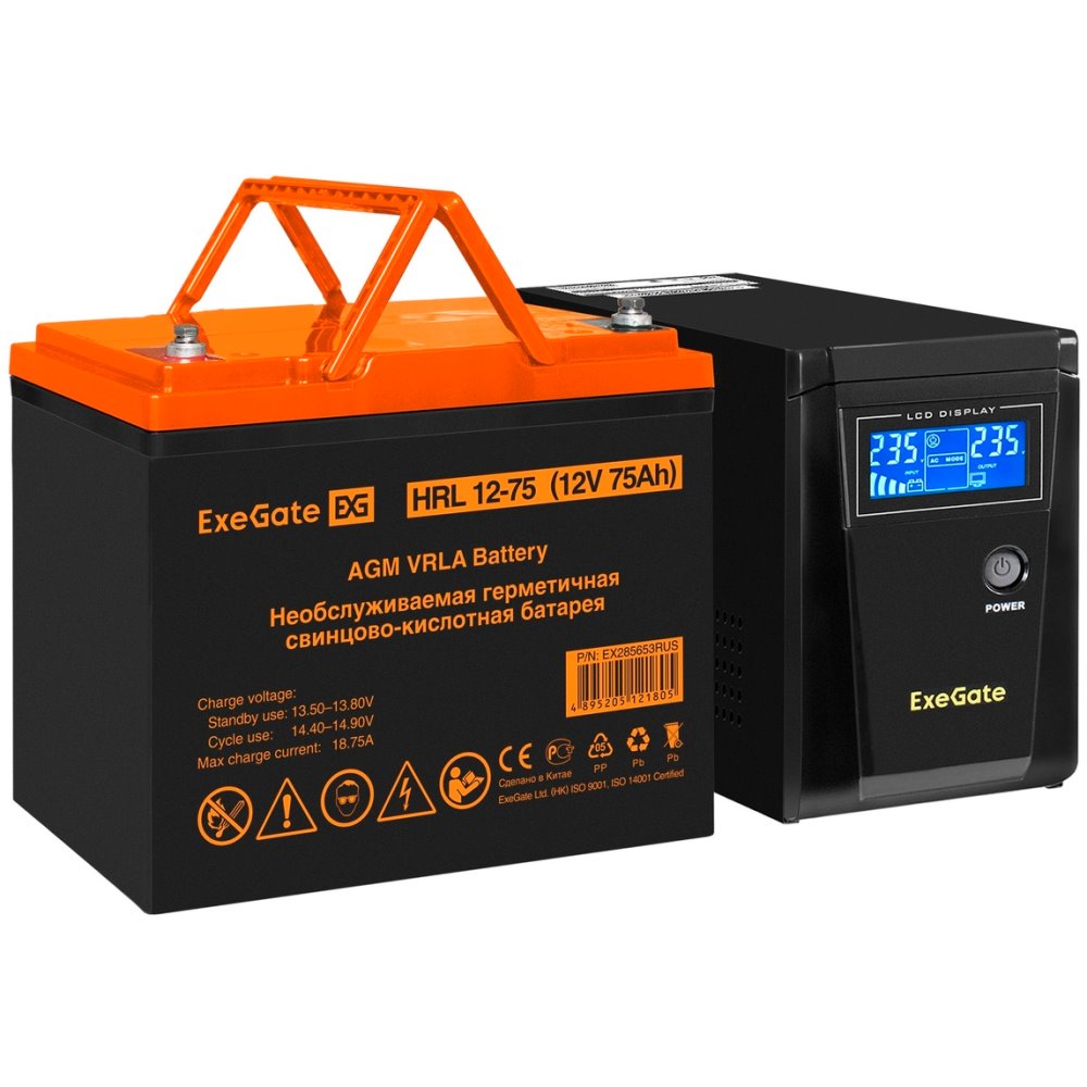ИБП ExeGate SineTower SZ-600.LCD.AVR.1SH + HRL 12-75 (75Ач) детальное изображение - 1