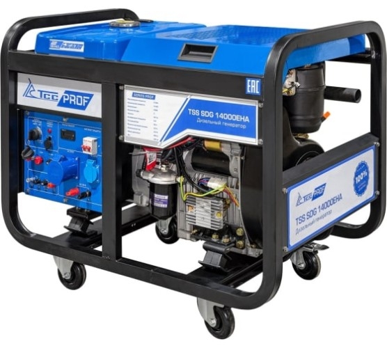 Генератор дизельный с воздушным охлаждением ТСС SDG 14000EHA 100139, открытый, 12 кВт, Синий детальное изображение - 3