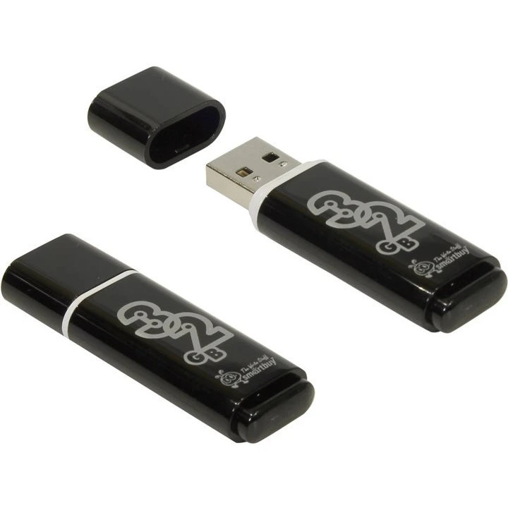 USB Flash накопитель SmartBuy Glossy (SB32GBGS-K) 32 ГБ, Черный детальное изображение - 1