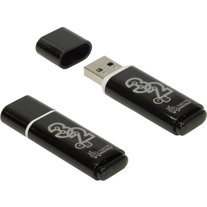 USB Flash накопитель SmartBuy Glossy (SB32GBGS-K) 32 ГБ, Черный №1