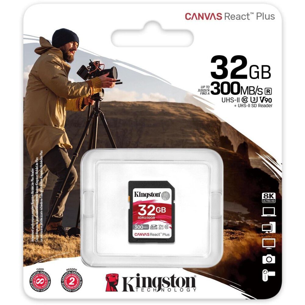 Карта памяти Kingston Canvas React Plus SD (SDR2/32GB), 32 Гб детальное изображение - 3