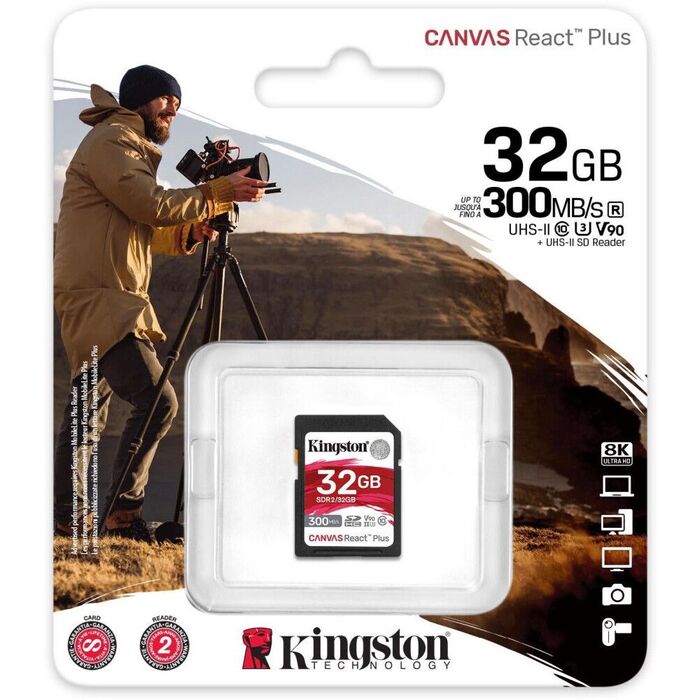 Карта памяти Kingston Canvas React Plus SD (SDR2/32GB), 32 Гб №3