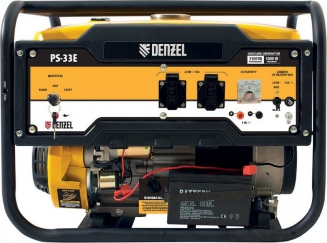 Генератор бензиновый Denzel PS-33E 94537, 3 кВт, Желтый детальное изображение - 1