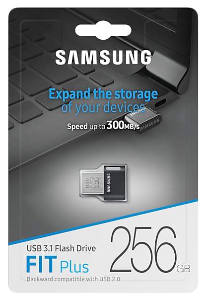 Флешка Samsung FIT Plus USB 3.1 256 ГБ Grey MUF-256AB, Черный детальное изображение - 1