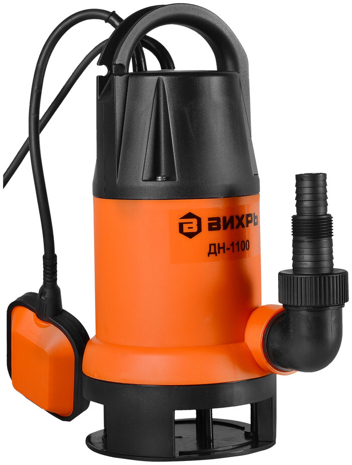 Насос Вихрь ДН-1100, 15480 л/мин, 40 мм, напор 10 м, d=32 мм, 1100 Вт, Оранжевый №1