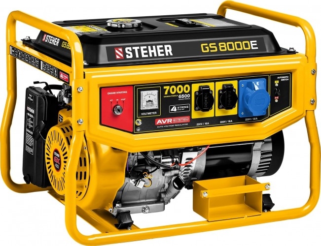 Генератор бензиновый STEHER GS-8000E, 6.5 кВт, Желтый детальное изображение - 1