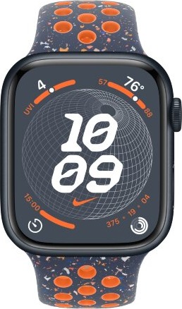 Умные часы Apple Watch Series 9 Midnight Aluminum Case GPS + Cellular with Nike Sport Band Blue Flame, 45 mm, Голубое пламя детальное изображение - 2