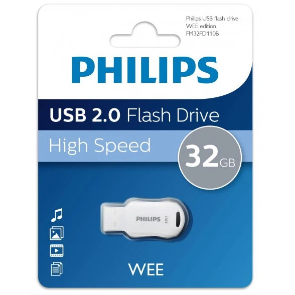 USB Flash накопитель Philips WEE 2.0 (FM32FD110B) 32 ГБ, белый детальное изображение - 1