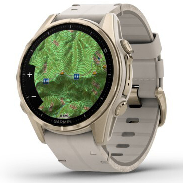 Смарт-часы Garmin Fenix 8 AMOLED Sapphire, 43 мм, Золотистый, Серый кожаный ремешок детальное изображение - 6