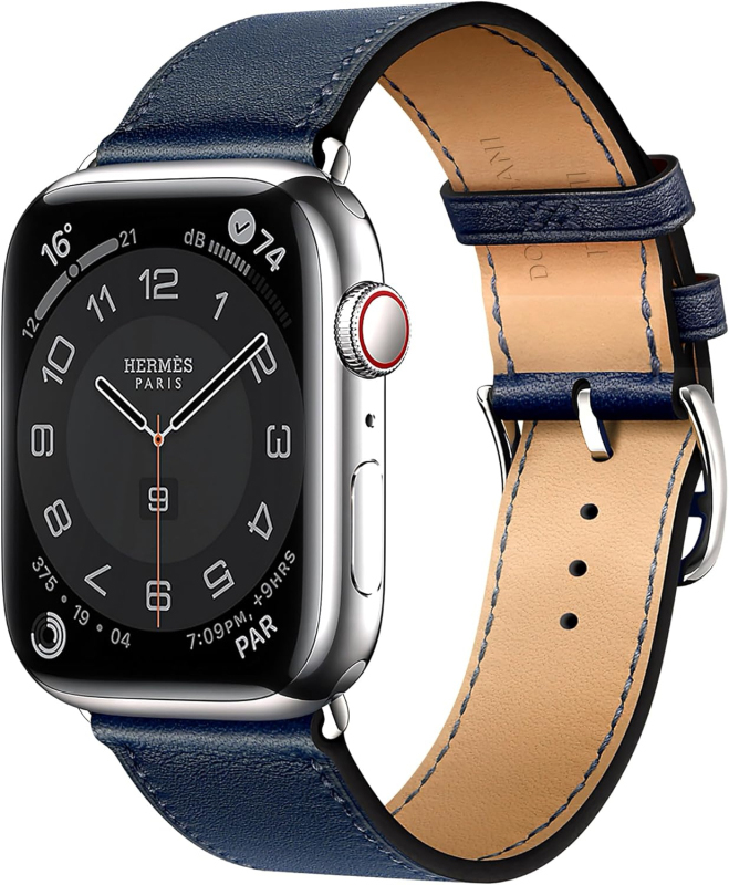 Смарт-часы Apple Watch Hermes Series 10 46 мм, Silver Titanium Case with Navy Single Tour, Серебристый/Синий детальное изображение - 1