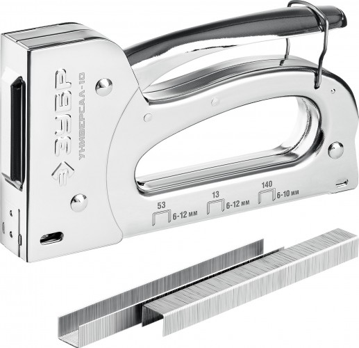 Скобозабиватель ручной ЗУБР ПРОФИ Универсал 10 степлер для 4-в-1: тип 53 (6-10 мм) / 140 (6-10 мм 31525 детальное изображение - 1